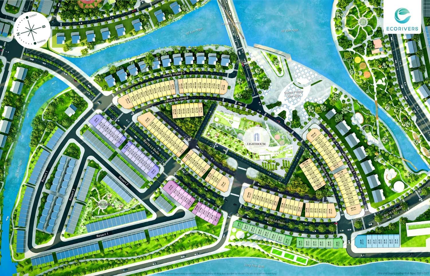 Sơ đồ phân lô nhà phố Vịnh Ngọc Ecorivers Hải Dương