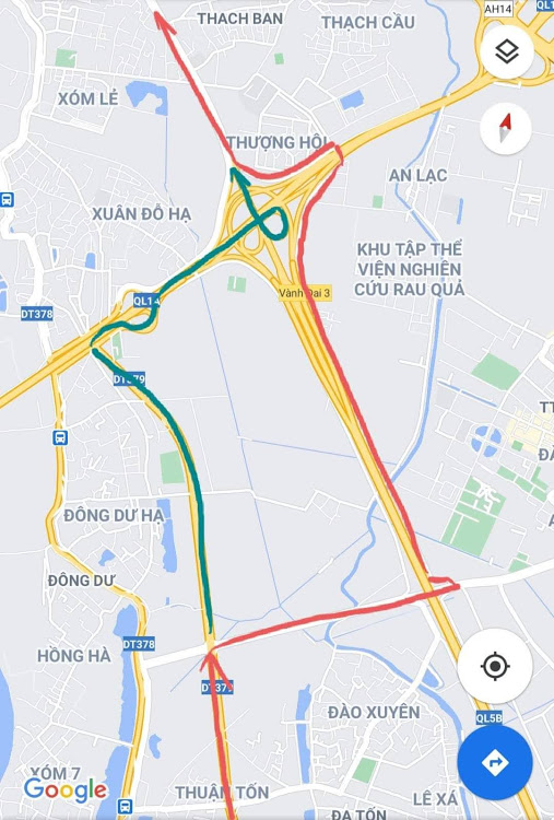 Hướng dẫn đi từ Ecopark qua Cổ Linh ra cầu Vĩnh Tuy